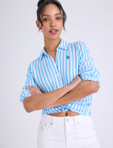 LONG SLEEVE Y-NECK STRIPE SHIRT