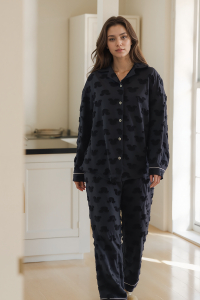 Теплая трикотажная пижама с брюками Мишки