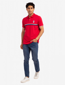 PIECED SIGNATURE STRIPE PIQUE POLO SHIRT