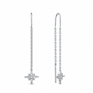 Серьги с фианитом родированные серебро 925*