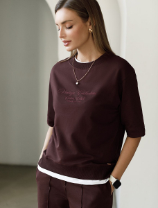 Футболка свободная с принтом из футера двухнитки с эластаном