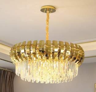 299-258 Люстра диам 60 см, выс. 35 см(х1)Кристаллы, нержавеющая сталь