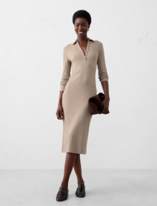 Wide-Ribbed Knit Midi Dress