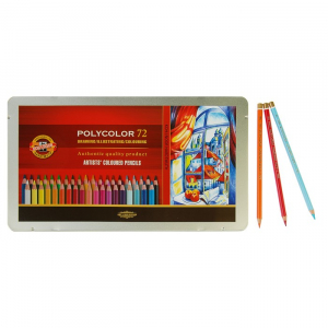 Карандаши цветные художественные 72 цвета, Koh-I-Noor PolyColor 3827, мягкие, в металлическом пенале