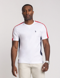 SHOULDER TRICOT TAPE JERSEY COLOR BLOCK T-SHIRT