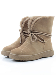 04-PAL271-3Z GREEN/SANDY Ботинки зимние женские (натуральная замша, 100% шерсть, натуральный мех)