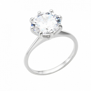 Кольцо с фианитом родированное серебро 925*