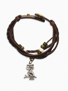 Браслет кожа «Хиппи» совунья, чёрный в серебре, L=22.5 см