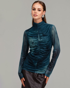 Водолазка из сетки со сборкой 457.10