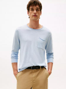 Cotton-Linen Pocket T-Shirt Sweater