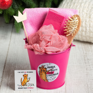 Набор подарочный «Этель. Милая, с Новым годом», 6 предметов, полотенце, мочалка, расчёска