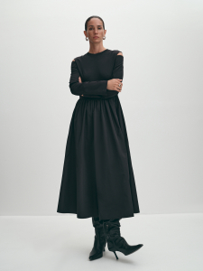 Платье комбинированное с длинным рукавом