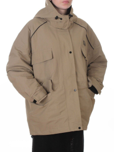 3092 BEIGE/GREEN Куртка демисезонная женская (100 гр. холлофайбер)