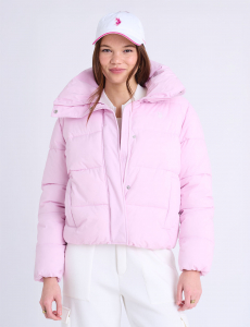 WIDE COLLAR QUILTED PUFFER JACKET
