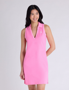 SLEEVELESS SPLIT NECK POLO DRESS