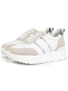 05-PDE40-2 WHITE/BEIGE Кроссовки женские (натуральная кожа, натуральная замша)