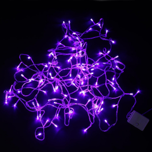 Гирлянда 100 LED 9 м прозрачный провод сиреневая