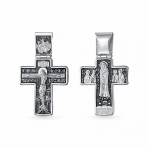 Крест (БМ Умиление с Дивеевскими святыми) из серебра литье частичное чернение