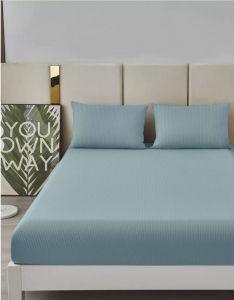 Простыня Страйп Жаккард на резинке Мерцана MERCJ001 (Серо-голубой)