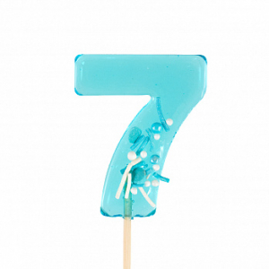 Карамель леденцовая Цифра 7 голубая с посыпкой, 12 г