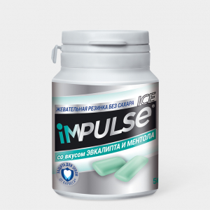 «Impulse ICE», жевательная резинка со вкусом эвкалипта и ментола, 56 г