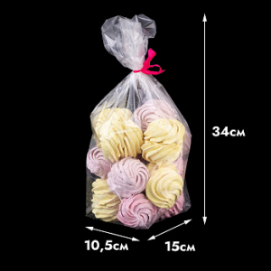 Пакет прозрачный с квадратным дном 15*10,5 см, высота 34 см