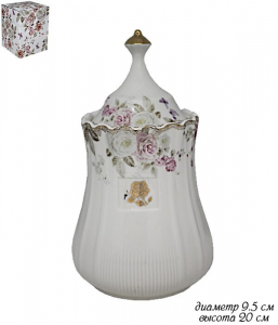 105-809 Банка с крышкой 20 см ПИОНЫ в под.уп.(х16)Фарфор