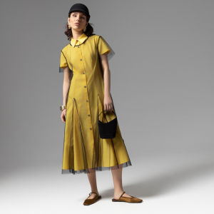 Платье-рубашка многослойное, Стильное самообладание (желтое, 2 в 1)