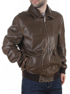 257994137 BROWN Куртка мужская демисезонная (эко-кожа)