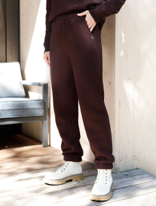 Брюки джоггеры теплые из футера трехнитики c начесом