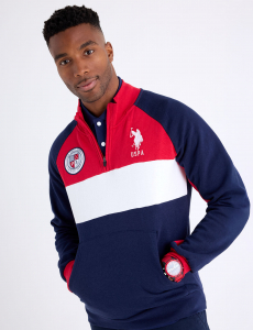 USPA 1/4 ZIP COLORBLOCK FLEECE PULLOVER