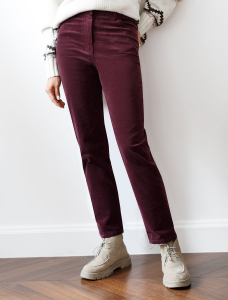 Укороченные эластичные брюки слим из микро вельвета