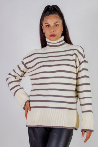 Теплая туника в полоску высокий ворот арт. 2918