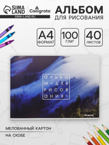 Альбом для рисования Calligrata «Лес в тумане» А4, 40 листов на скрепке, обложка мелованный картон, внутренний блок офсет 100 г/м?