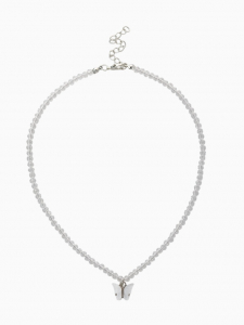 Чокер «Бабочка» хрусталь, белый в серебре, 36 см + 5 см доп, цепочка