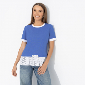 Футболка прямого силуэта, Романтика с перчинкой (синяя)