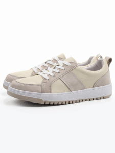 03-C934-4 BEIGE Кеды кожаные женские (натуральная кожа, натуральная замша)