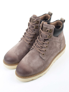 05-H50119A-3 GRAY/BROWN Ботинки демисезонные мужские (натуральная кожа, байка)