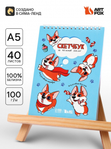 Скетчбук А5, 40 л 100 г/м? «Корги»