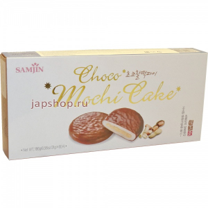 Samjin Choco Mochi Cake Моти в шоколаде с арахисом, 6х31 гр (8809260940376)