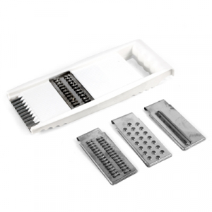 Терка из нержавеющей стали 25,5х10,7см, со съемными насадками - 4 штуки: шинковка, для корейской моркови - 2штуки, для пюре, нож 