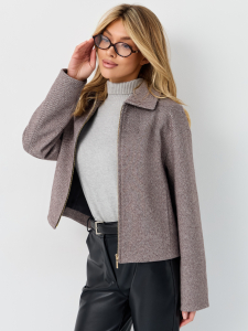 Пальто женское демисезонное 28000 (коричневый/ёлочка)