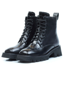 01-CG34-1 BLACK Ботинки демисезонные женские (натуральная кожа, байка)