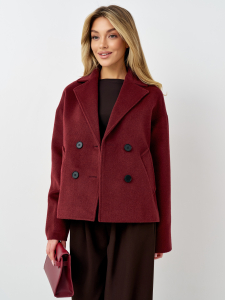 Пальто женское демисезонное 27332 (вино ворсовый)