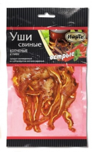 УШКИ СВИНЫЕ КОПЧЕНЫЕ ОСТРЫЕ 100 г.