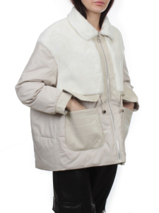 H24-223 LT. BEIGE Куртка демисезонная женская (100 гр. холлофайбер)