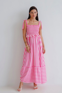 13382 Сарафан летний белый в розовую полоску (остаток: 42-44)