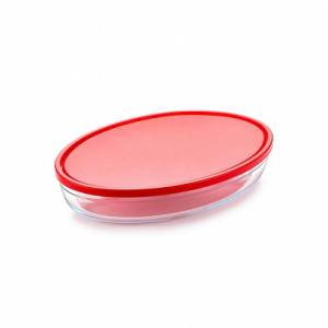 Форма для запекания и выпечки с красной крышкой COOK&STORE XL 3л 35х24х6см овальная