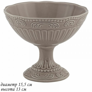 110448 Конфетница на ножке15,5 см БАВАРИЯ серый в под.уп.(х12)Керамика