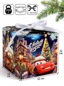 Коробка подарочная складная «С Новым годом!», Тачки, 12?12?12 см